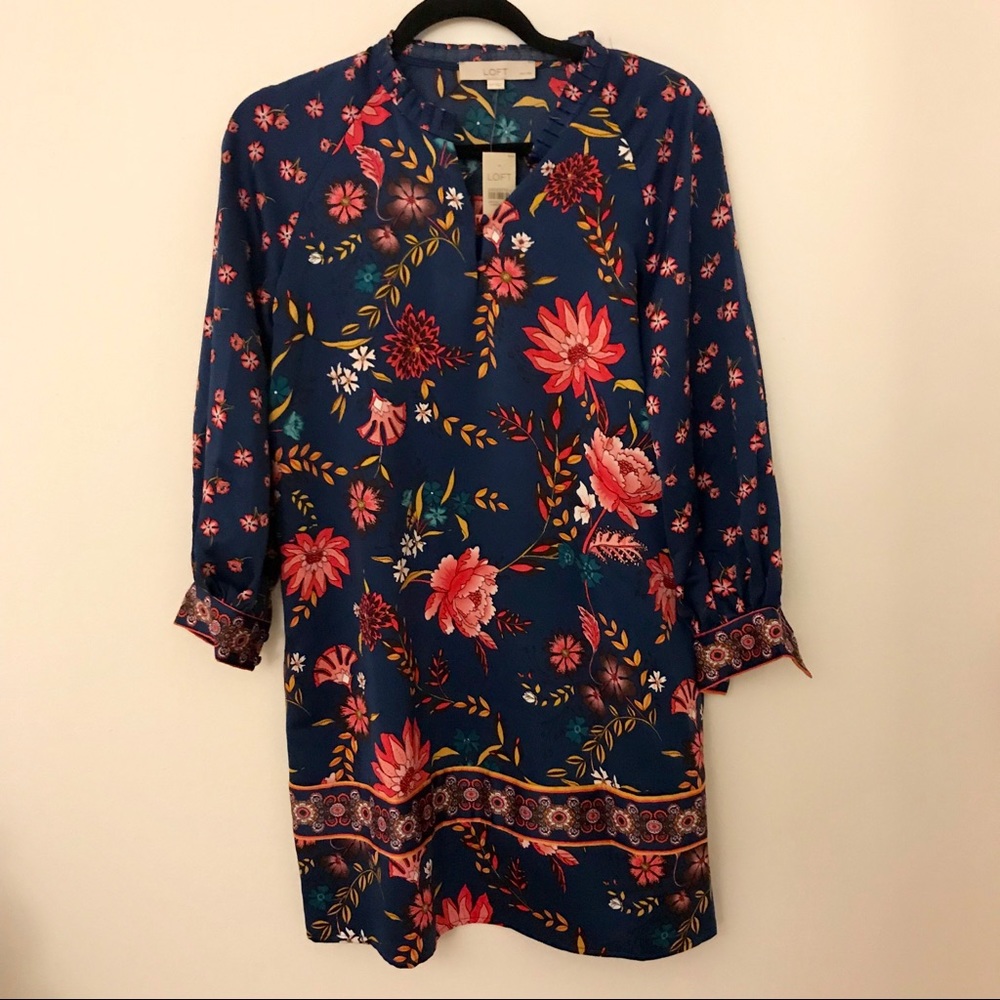  NWT LOFT Wildflower Satin Shift Dress - Picture 4 of 7